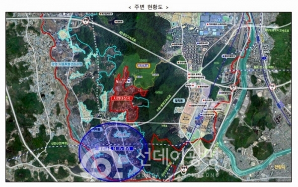 광명동굴주변(17만평) 개발사업 주변현황도(사진 출처 : 공모지침서)