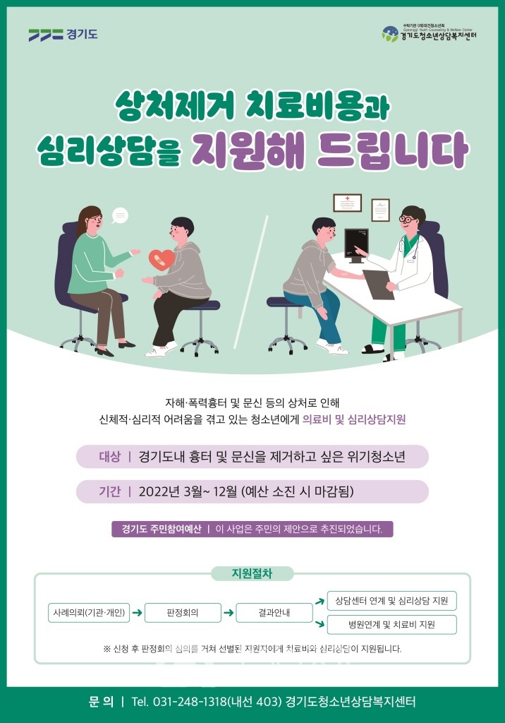 경기도, 위기청소년 대상 흉터·문신 제거 지원